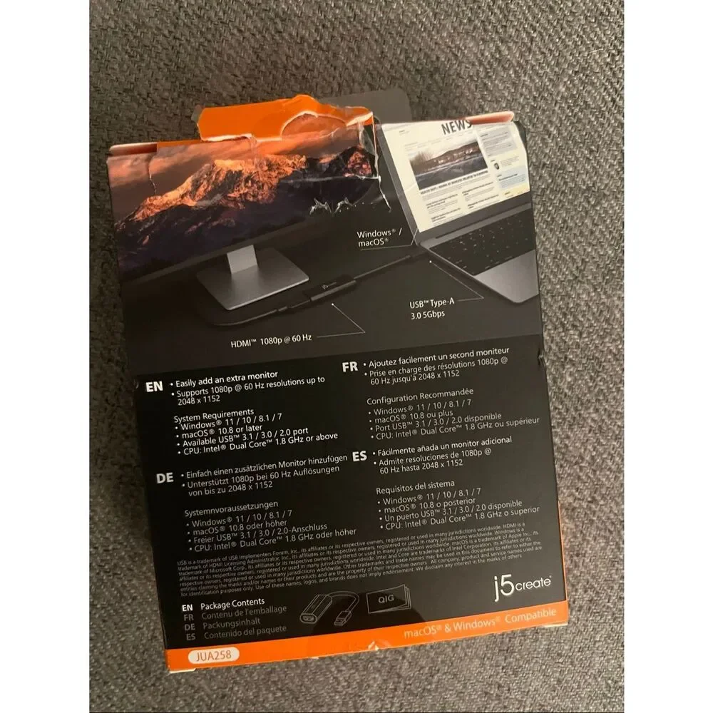 j5create USB to HDMI Multi Monitor Adapter 1080p FHD JUA258